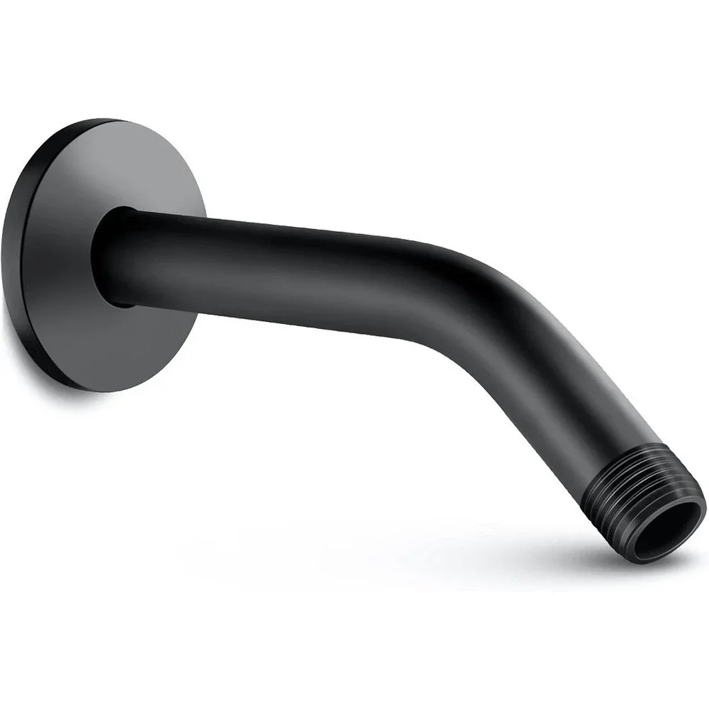 Cobbe Shower Arm with Flange and Teflon Tape, 6-Inches Wall Matte Black